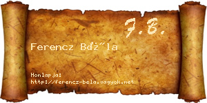 Ferencz Béla névjegykártya